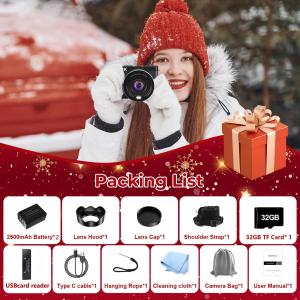 VETXI-50 8K Digital Camera 88MP Cameras for Photography Vlogging Camera for YouTube with 3" 180° Flip Screen 18X Zoom UHD Autofocus Video Camara with Lens Hood 32GB/64GB Card