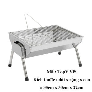 Bếp nướng than hoa cao cấp có chân đứng thay đổi chiều cao vỉ Inox không gỉ sét chống cháy thực phẩm an toàn sức khỏe không cần quạt bếp nướng không khói bếp nướng ngoài trời bếp nướng than hoa vuông