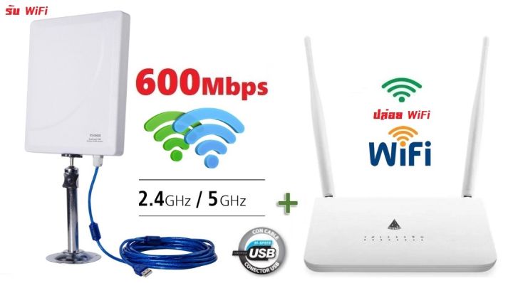 Router+USB WIFI 2.4G+5GHz ชุดรับสัญญาณ Wifi ระยะไกล รับ แล้ว แชร์ Wifi ...