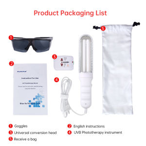 YOUWEMED Handheld 311nm UVB Phototherapy Instrument UV light for Vitiligo Psoriasis Treatment Ultraviolet Lamp Treatment Phototherapy Household White Spot Skin Disease 220V