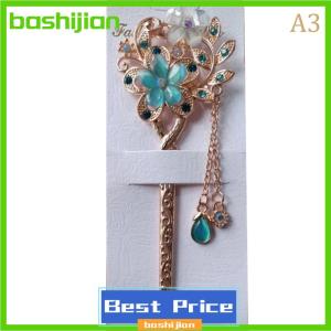 bashijian Hair Pin Double Flower Rhinestone Hair Stick Hair Clip