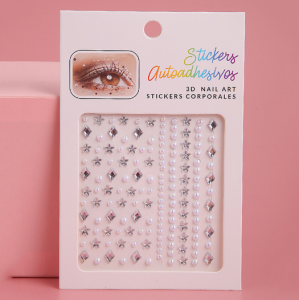 3/4/5/6mm Eye Body Face Diamonds Jewels Stickers Rhinestone Pearl Jewels Sticker Eyebrow Face Sticker Diamond Makeup Face Decoration Tear Diamond Color Eye Makeup Stickers Accessories Crystal Diamond Body Art 3D