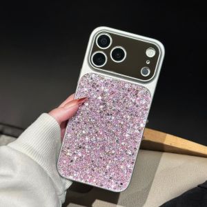 Glitter Sparkle Mirror Large Camera Window Phone Case Luxury Bling Shockproof Anti‑Drop Protective Cover For iPhone 15 16 17 Pro Max