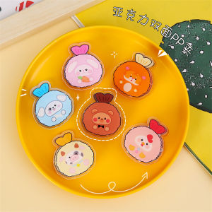 Cute Cartoon Shrimp Ball Paper Clip Acrylic Double-sided PP Clip Multifunctional Clip Student Organizer Clip Office Decorative Supplies School Stationery
