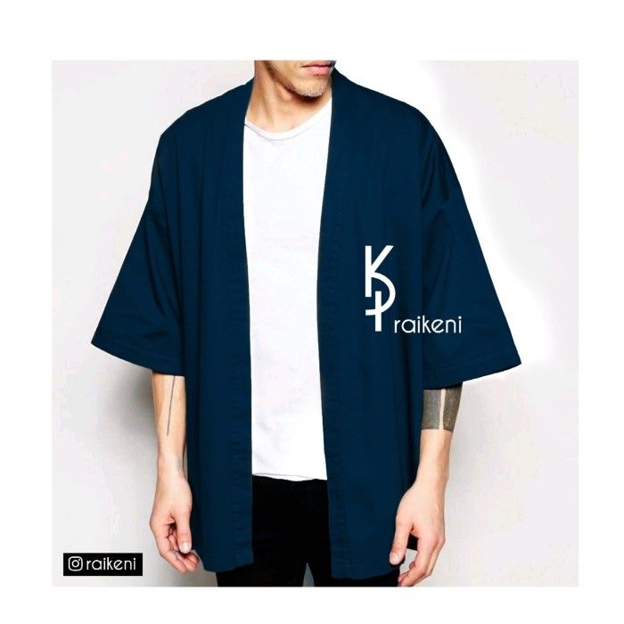 COD Kimono Pria Biru Outer Pria Biru Jaket Vest Pria Cardigan Pria Murah Lazada Indonesia