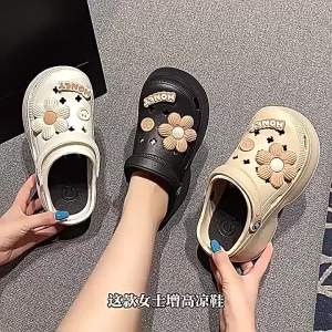[Free Shipping] Platform garden shoes summer fashion high-heeled sandals for outdoor wear dual-use beach sandals comfortable thick-soled clogs for women