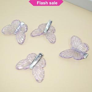 Flash Sale Purple Butterfly Hairpins Girl Hair Clips Barrettes Women Sweet Hair Ornament Rainbow Headwear Fashion Hair Accessories