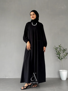 Baju Abaya Gamis putih Wanita Kekinian Mewah Turki Import Katun Rayon Twill Premium Jumbo | Areefa