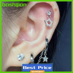 bashijian 1pcs bạc màu sao chuỗi đôi tai lỗ tai xương móng tay Y2K thời trang hottie Bông tai cho phụ nữ đồ trang sức