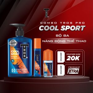 Combo hè năng động TROS Cool Sport Set sữa tắm nam 450ml lăn khử mùi xịt khử mùi 100ml dành cho người yêu thể thao hương nước hoa Thái Lan