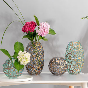 Modern Geometry Glass Vase Dried and Water Maintenance Flowers Balcony Dining Room Home Decoration Accessories