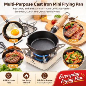 Cast Iron Oil Heating Pan Small Skillet Mini Frying Pan Even Heat Distribution Durable Butter Warmer Sauce Pot Kitchen Cookware
