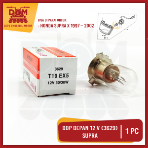 Dop Bohlam Depan SUPRA 12V 30/30W (3629) DENSHIN - Bohlam Lampu Depan Standart HONDA SUPRA X Lama Kaki 3