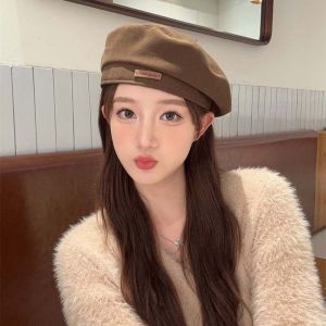 LEKGAVD Warm Woolen Beret Soft Solid Color French Hat Sunshade Bonnet Elegant Winter Beanie Autumn Winter