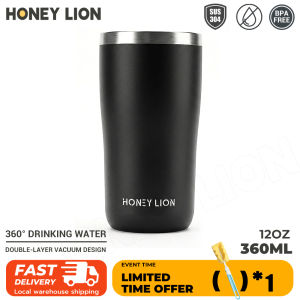 HoneyLion-304 Stainless Steel Tumbler 12 Hours Hot 18 Hours Cold 360ml Vacuum Insulated Cup Sweat Free for Daily Commute Travel