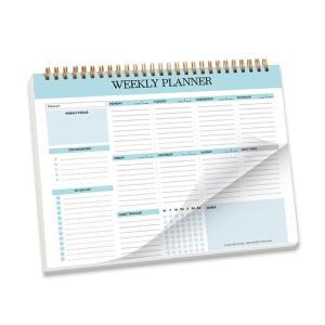 สมุดการวางแผนรายสัปดาห์9.76X7.28นิ้วสำหรับวางแผนรายสัปดาห์งานคอยล์ผูกพันสมุดบันทึกรายวันรายสัปดาห์สำหรับบันทึกงาน