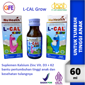 L-CAL Grow Suplemen Tulang Tumbuh Tinggi Anak Kalsium Vitamin D3 K2 Zinc Sirup 60ml Nu Health LCal