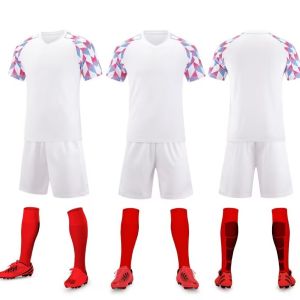 Mens football uniform set with printed designs for student competition training sports and childrens short-sleeve football clothes with printed lettering