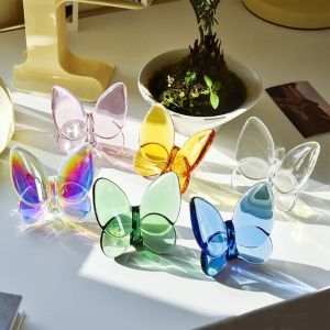 KNQ12 Nordic Crystal Butterfly Ornaments Transparent Handicraft Lucky Butterfly Figurine Fshion Colorful Butterfly Statue Crafts Wedding Gift
