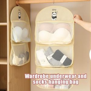 OKKFINE 2/3Layer Underwear Storage Bag with Hanger Large Capacity Socks Hanging Bag Durable Multi-layer Wardrobe Organizer