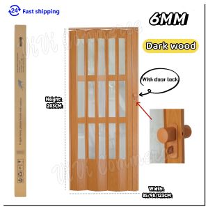 PVC 6MM Accordion Sliding Door With door lock Home kitchen bathroom partition living room and dining Track Translucent Door Silent wheel