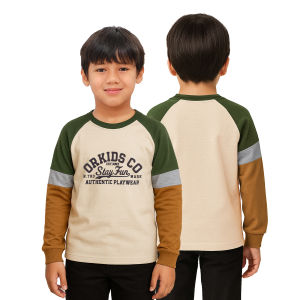 Kaos Panjang Anak laki-laki perempuan 1-12 Tahun Bahan Katun Combed 24s ORKIDS Bring Cream Almond