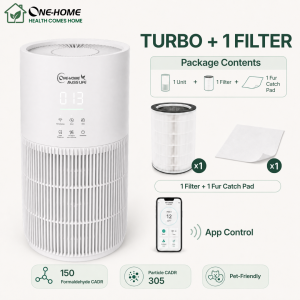 ONE HOME Pet Air Purifier Smart 301 CADR Dual H13 HEPA Filter WiFi PM2.5 Air Quality Sensor Pet Hair Odor Dust Cleaner Timer Auto Sleep Mode for Bedroom Living Room Home Office Safe for Kids Pets New Home
