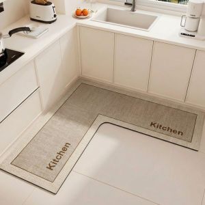 LUXURYLYN Anti-slip Kitchen Rug L-Shaped Water Absorbent Kitchen Corner Carpet Luxury Washable Bathroom Mat For Home Corner