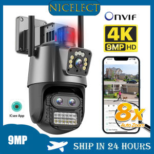 Nicelect camera PTZ Wifi 4K 9MP HD ngoài trời ip camera ống kính kép Màn hình kép giám sát video Camera CCTV con người phát hiện hỗ trợ Alexa