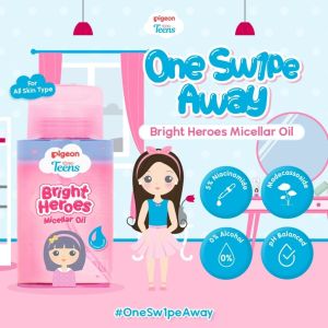 PIGEON TEENS BRIGHT HEROES MICELLAR OIL 100 ML| Micellar Oil Pembersih Wajah Double Cleansing| Skincare & Oil Infused