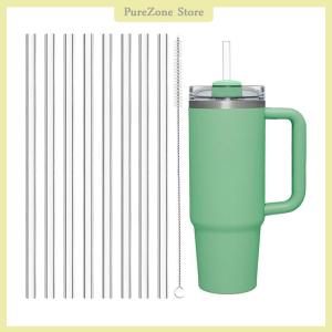 [PureZone] 6 Pack Replacement Straws Compatible Stanley 40oz Tumbler Plastic Clear Reusable For Travel Tumbler Ice Cup Straw Set