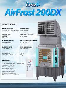 IPRO 200L Heavy Duty Evaporative Air Cooler with Ice Chamber & Wireless Remote Control | Commercial Cooling System AirFrost 200D