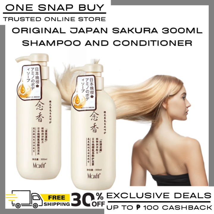 Original Japan Sakura Shampoo and Conditioner Organic Shampoo Thick and Smooth Hair 300ml Anti