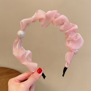 Harga Grosir - Bando Mutiara Kerut / Bando Bandana Kerut Polos / Bando Polos Lucu / Bando Scrunchie