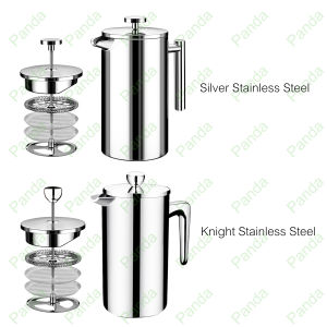PANDA French Press kopi teh 350 ML/800 ML Full stainless steel Coffee maker pot  Espresso maker Coffee plunger kaca seduh manual Saringan kopi teh French Press Coffee and Tea Maker Double-Wall Insulated With 4 Level Filtration[Stok&PengirimanCepat]