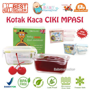 Kotak Kaca MPASI 150ml 2in1 HARGA GROSIR (isi 2buah) Kotak Makan Kaca Bayi  Food Container MPASI CIKI Babymaniashop