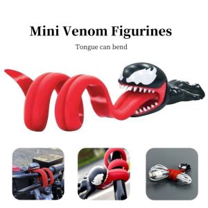SERAPHYXO PVC Venom Figurines Cartoon Anime Bicycle Decoration Data Cable Holder Diverting Waterproof Venom Car Toys Display