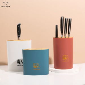 HKStorage Kitchen Knifes Rack Bamboo And Wood Cover Nordic Minimalist Kitchenware Storage Box Kitchen Organization