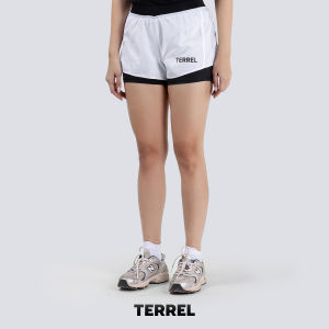 Terrel compression short white women celana olah raga gym running lari yoga