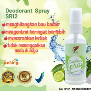 Deodorant Spray SR12 / BPOM / Tawas / Mencerahkan Ketiak / Solusi Bau Badan / Non-Alkohol / Mengontrol Keringat / Herbal
