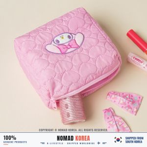 Daiso Korea Sanrio My Melody Cosmetic Bag Makeup Pouch Heart Quilted Padded Square 15 x 5 x 13cm Zipper