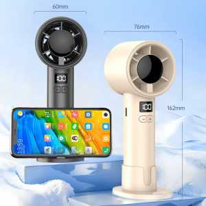 COD Kipas Travel Portabel Turbo 100 kecepatan Speed Mini Fan gengam hand Pegangan Anti-selip Pengisian Daya USB Liburan Perjalanan Ulang Tahun Pantai Mobil Luar Ruangan hitam beige Murah Berkualitas VIRAL