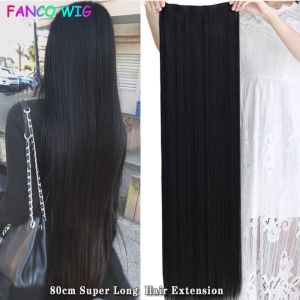 32inch Super Long Straight Hairpiece Invisible Natural hair extension human hair washable long 5 Clip In One Pieces Hair Extension wig for women human hair true hair