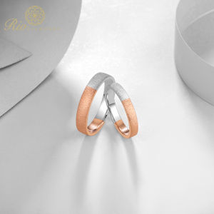 Rio Diamonds Gusen Diamond Wedding Ring/Wedding Band 18K White and Rose Gold (Pair)
