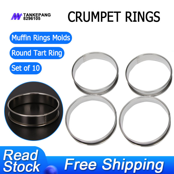 burger ring mould 4 Inch Muffin Rings Crumpet Rings, Set of 10