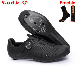 Santic Men Cycling Shoes for Road Cleats Professional Carbon Fiber Sole Hardness Level 13 Racing Bike Sneakers
