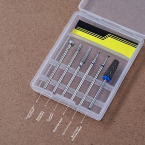 STARGOODS 6Pcs High-hardness Nail Polishing Head Set Wear-resistant Professional Manicure Grinding Head Cuticle Clean Tool with Box Cuticle Nail Grinding Bits Nail Tools Accessories