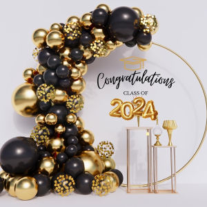 Black Gold Balloon Garland Arch Kit: Perfect Graduation Decor for Any Special Occasion