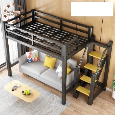 Small Apartment Loft Bed High Bed Iron Bed Underbed Table Student Apartment Combination Bed