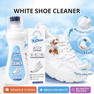 White Shoe Cleaner Foam Built In Brush Quick Stain Lift Shoe Whitening Sneaker Care Household Use
